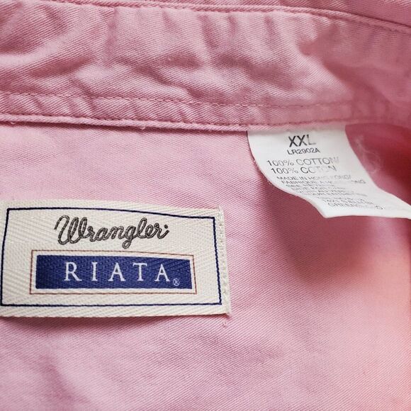 Vintage 100% thick cotton Barbie Pink Wrangler button down. XXL - Picture 7 of 8
